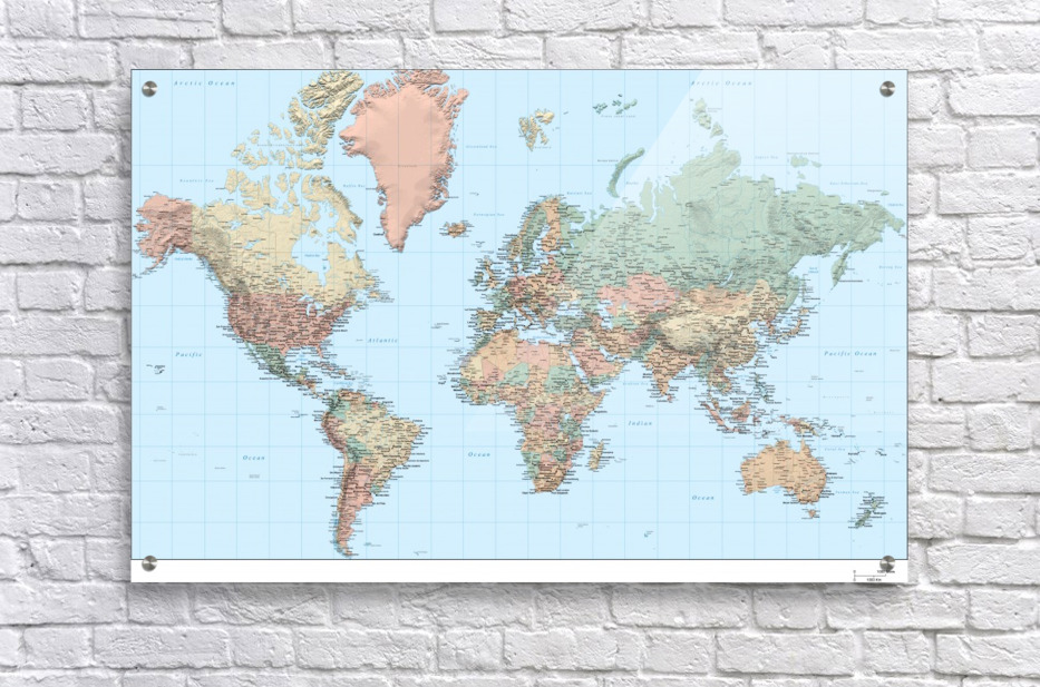acrylic print acrylic print world map