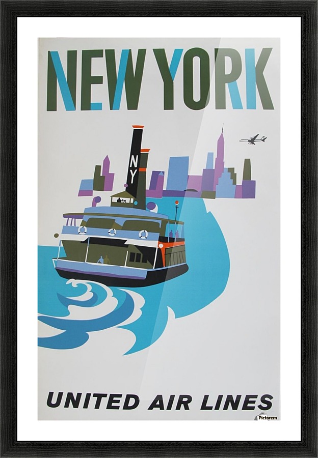 united airlines poster for new york vintage poster canvas