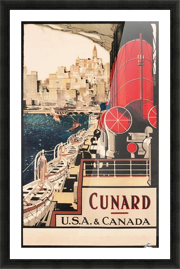 cunard usa and canada titans of the sea vintage advertising poster