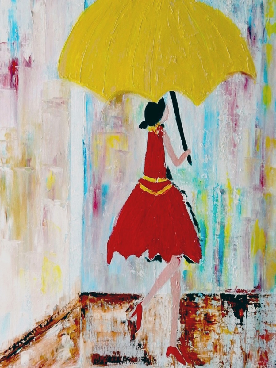 Lady Walking In The Rain Clement Tsang Canvas