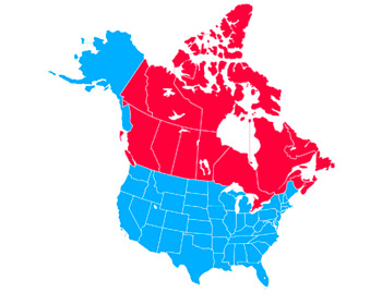 Carte d'expédition Pictorem - États-Unis et Canada