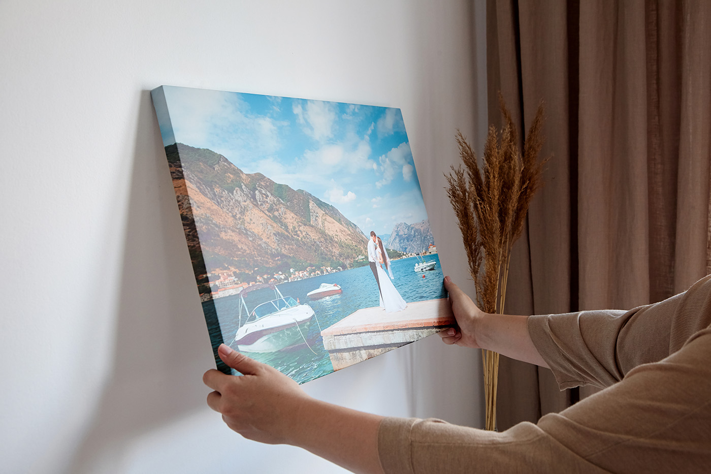 Hanging your canvas print without framing is a minimalist approach to wall art display.