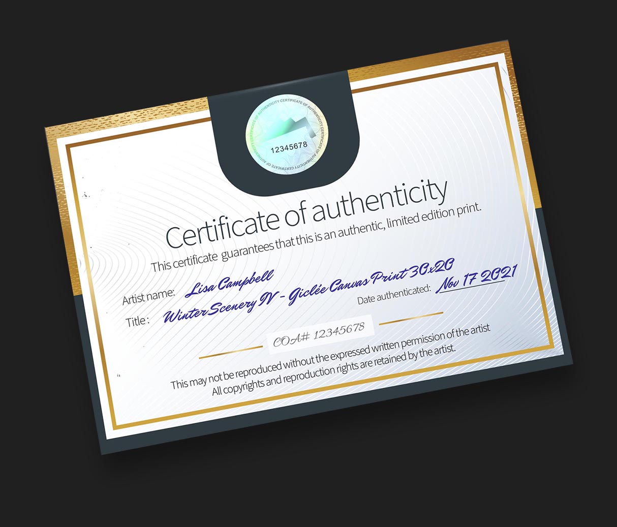 Certificat d’authenticité