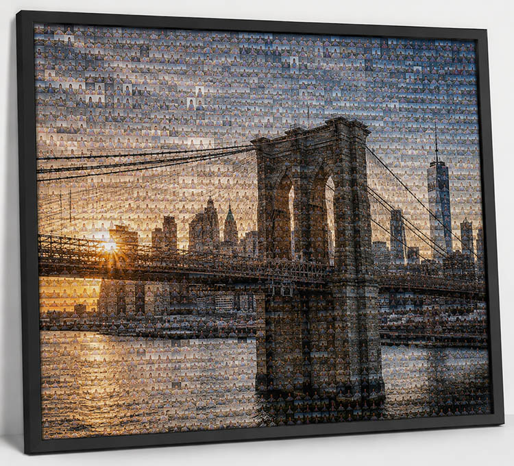 Photo mosaic print made from hundreds of personal photos