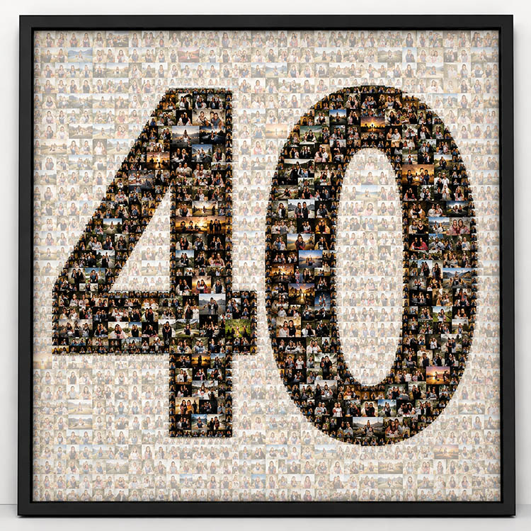 Close-up of the photo tiles in a mosaic print