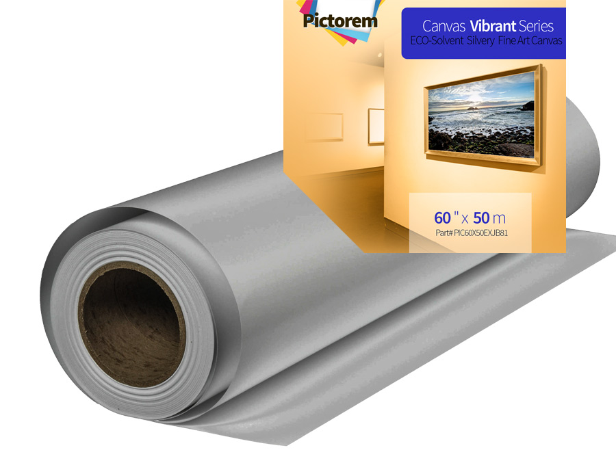 Silver Canvas Roll 60 inch x 50 meters for Eco-solvent inkjet printer 