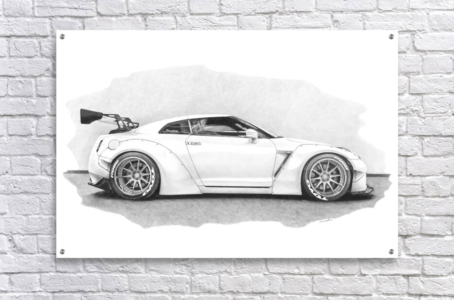 GTR R35 Outline Art Skyline GT-R JDM Embroidered Snapback Hat Adjustable snap Back 2008 Nissan Skyline R35 GT-R Coupe v2 blueprints free - Outlines