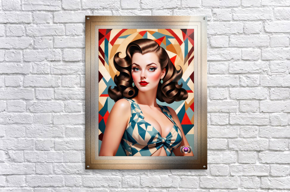 Geometric Pin Up Girl Fashion Captivating Portrait AI