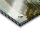 a rustic painting of a landscape with a serene la Acrylic print