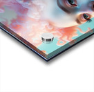 Ethereal Bloom: Dreamy Woman Portrait with Flowing Coral Hair Acrylic print