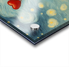 A sad girl with her hand raised because her heart-shaped balloon has escaped from her hands and is flying away in the sky. She is in profile and the heart-shaped balloon is flying away. The aesthetic of the image is that of a classic Van Gogh painting.... Acrylic print