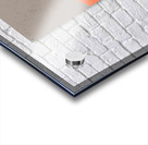 Cat Stretching in Orange on Gray Acrylic print