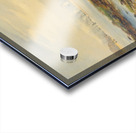 Landscape with boats near a distant city Acrylic print