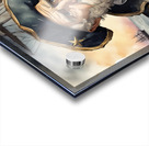 Old sailing ship captain weathered face looking at his old brass compass night time with ruff sea behind him Watercolor style Acrylic print