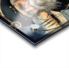 Old sailing ship captain weathered face looking at his old brass compass night time with ruff sea behind him Watercolor style Acrylic print