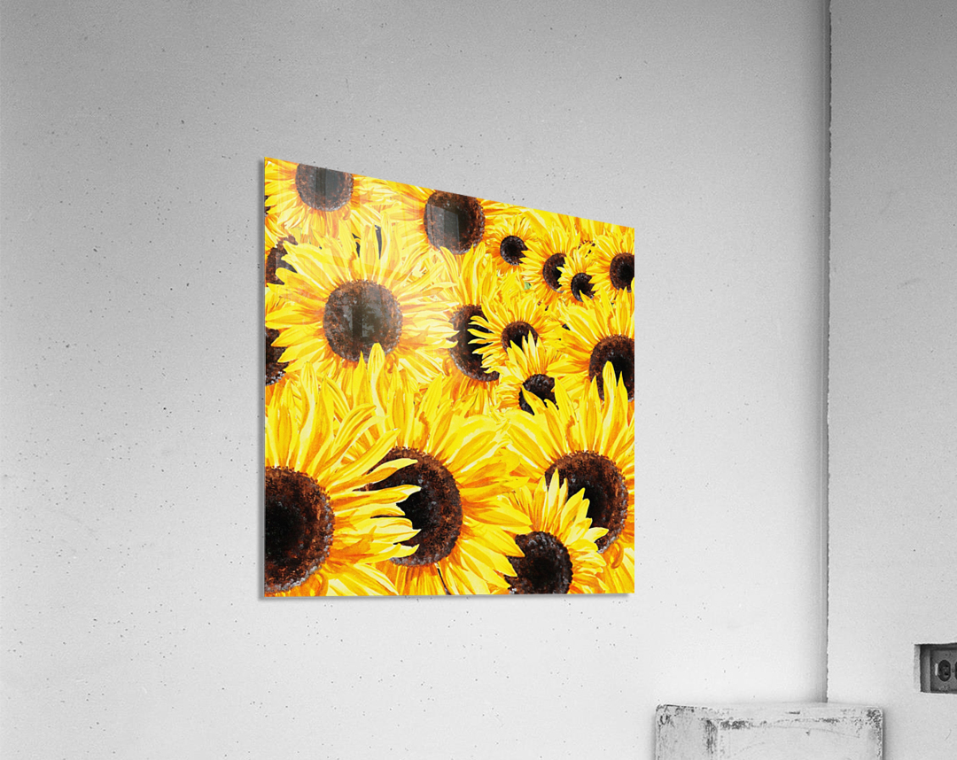 Sunflowers Field Watercolor Painting by Irina Sztukowski Acrylic Print