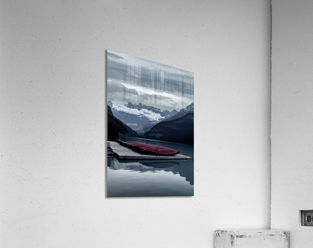 Lake Louise Canoes in Abstract Acrylic Print