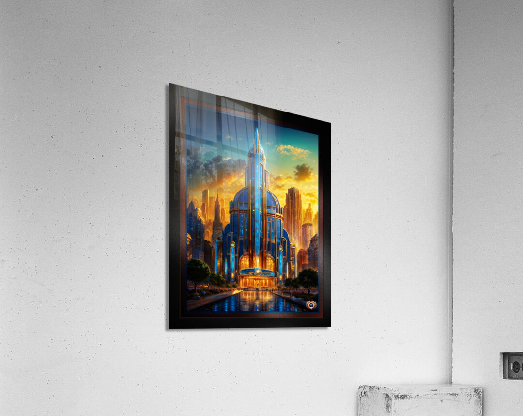 The Grand Art Deco Blue Plaza Pavilion Stunning AI Concept Art by Xzendor7 Acrylic Print