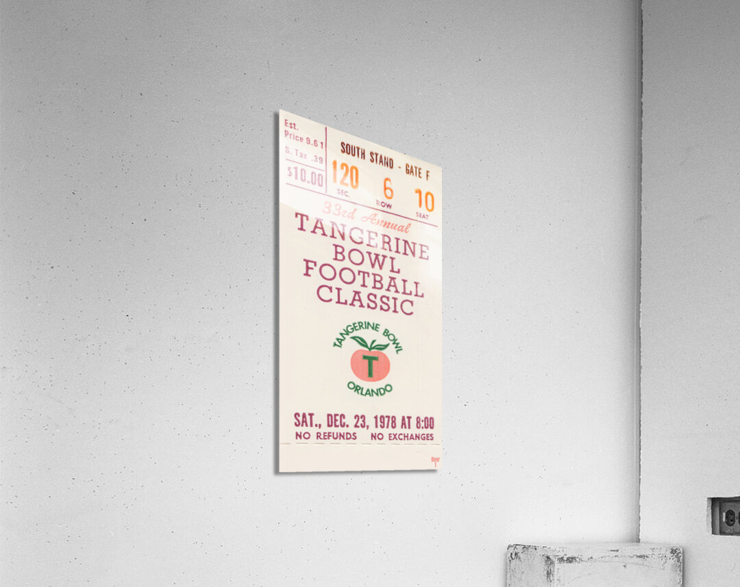 1978 Tangerine Bowl Ticket Stub Art Acrylic Print