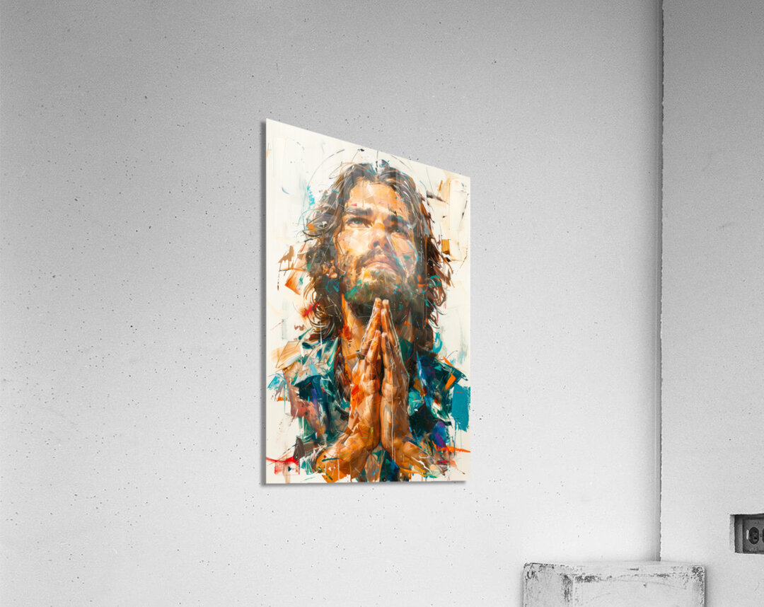 jesus in prayer with expressive brush strokes Acrylic Print