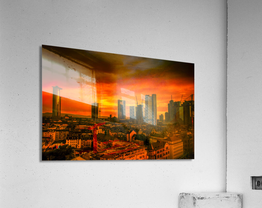 Frankfurt Skyline Skyscraper Sunset Acrylic Print