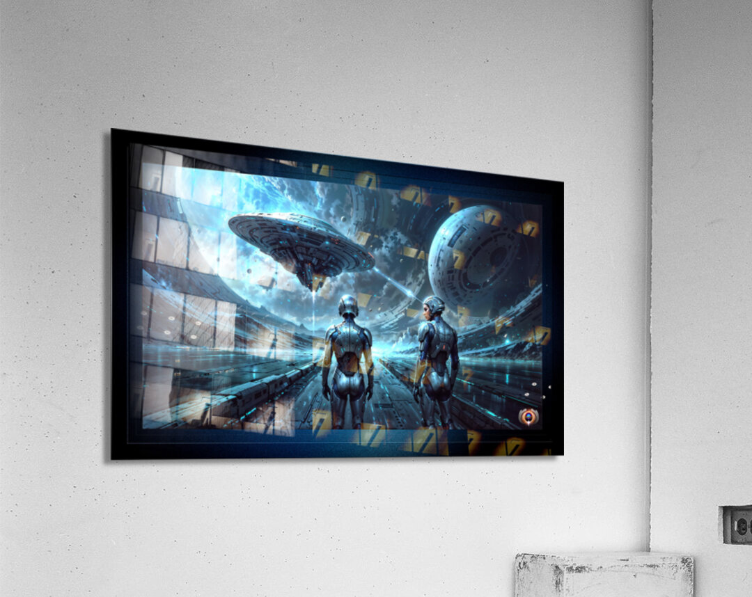 Planetary Trans-Dimensional Teleportation Outpost Mesmerizing AI Concept Art by Xzendor7 Acrylic Print