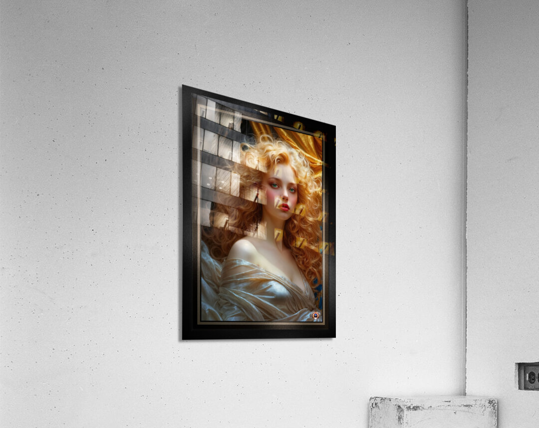 A Captivating Ethereal Beauty With Golden Curls Mesmerizing AI Concept Art by Xzendor7 Acrylic Print