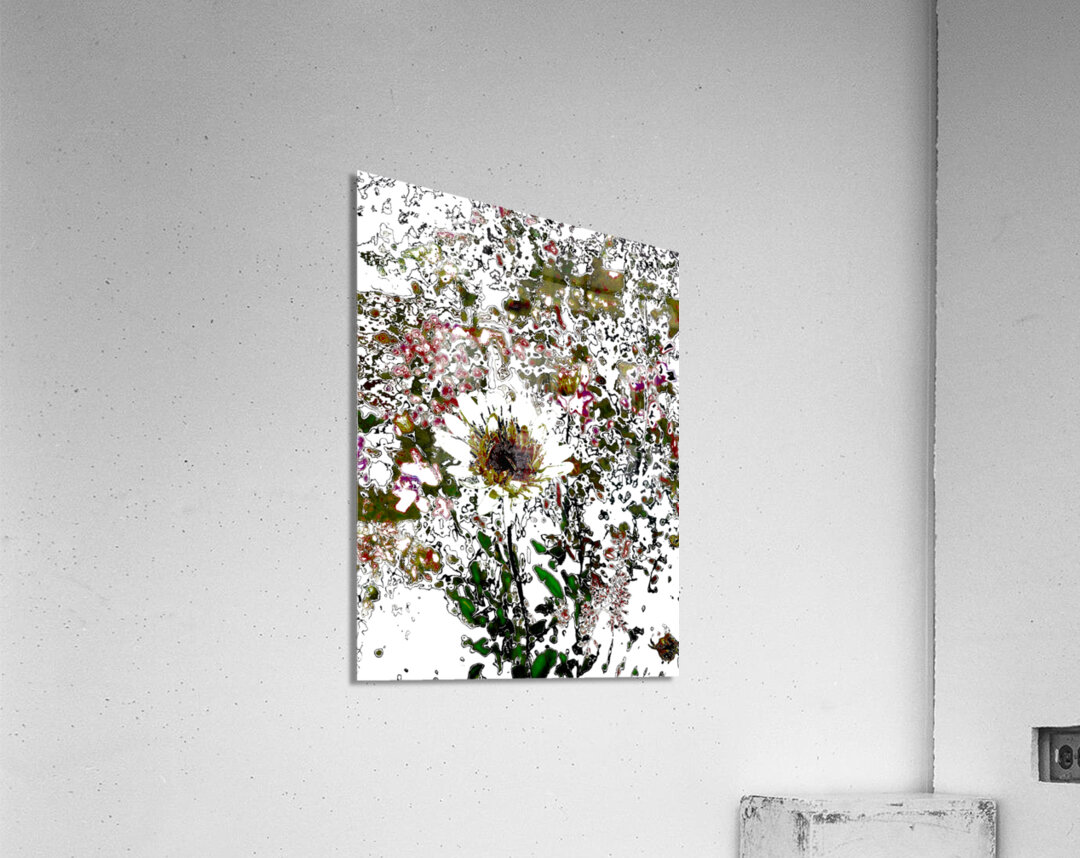 Abstract Green and White Daisy Flower Acrylic Print