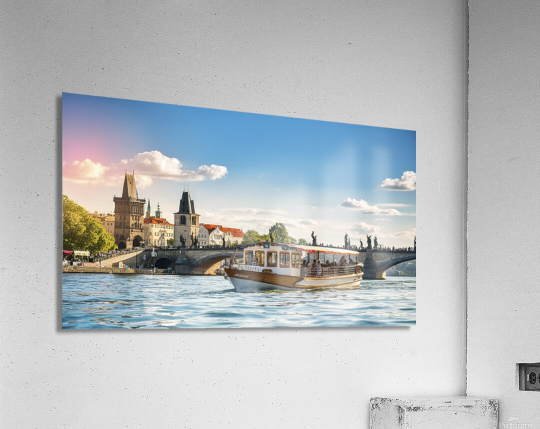 Touristic boat near the Charles bridge in Prague  1722607534.9764 Acrylic Print