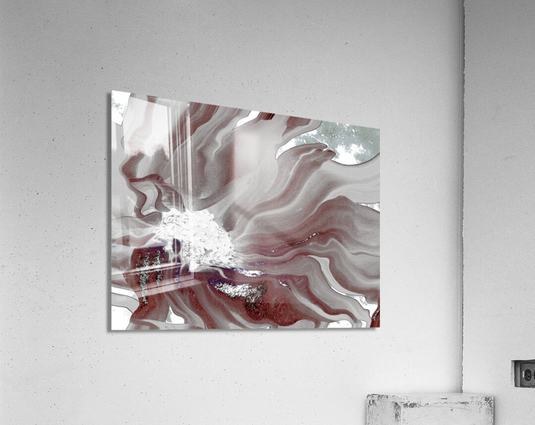 Abstract White and Grey Flowing Daisy Flower  Acrylic Print