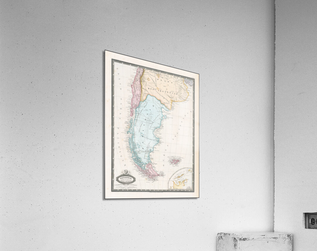 1860 Map of Patagonia Showing Natural Features Settlements and Coastal Geography of Southern Argentina and Chile in the Mid-19th Century Acrylic Print