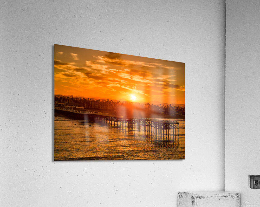 Golden Crystal Pier Sunrise San Diego Acrylic Print