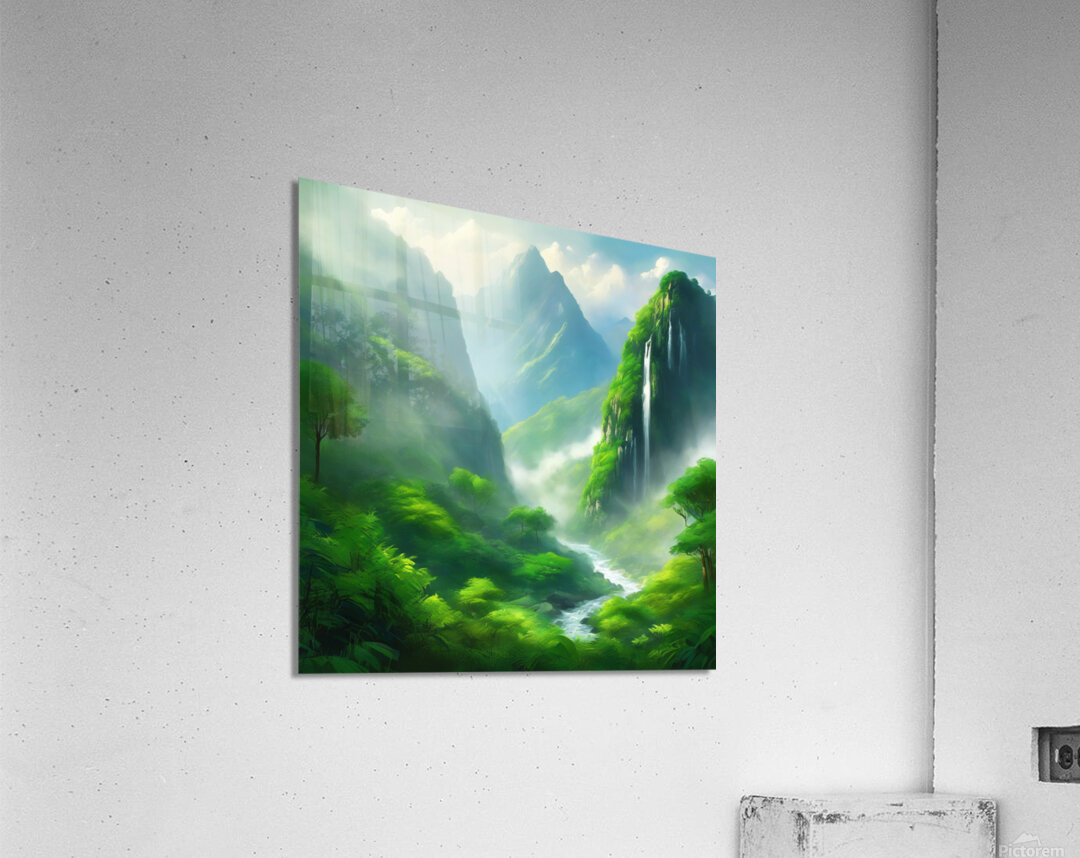 Serenity in the Mountains: A Rainy Day Landscape Acrylic Print