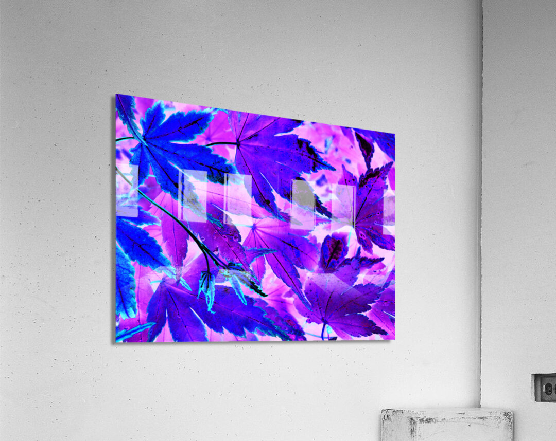 Abstract Neon Purple and Blue Creative Leaves  Acrylic Print