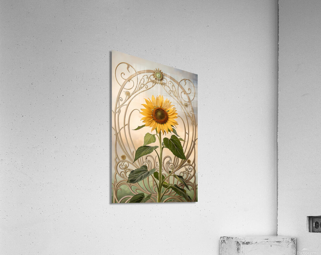 Nature’s Grace: Sunflowers in Art Nouveau Style Acrylic Print