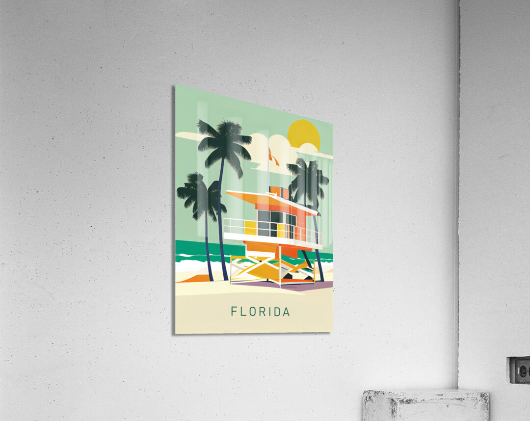 Florida beach travel vintage poster Acrylic Print