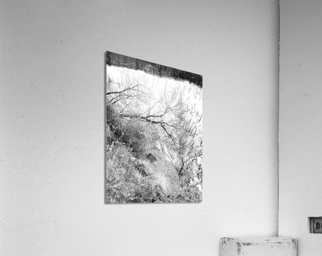 Scenes from the Trail- Monochrome Winter Lochan Reflections Acrylic Print