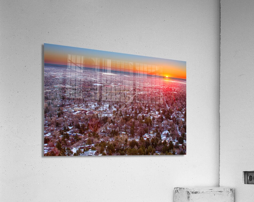 Winter Morning Sunrise Over Boulder Colorado University Acrylic Print