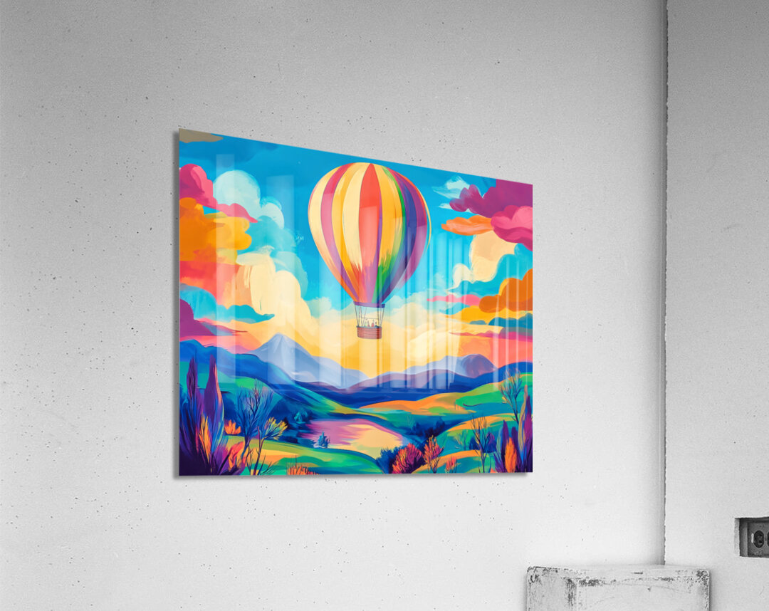 Hot Air Balloon Over Bright Countryside Acrylic Print