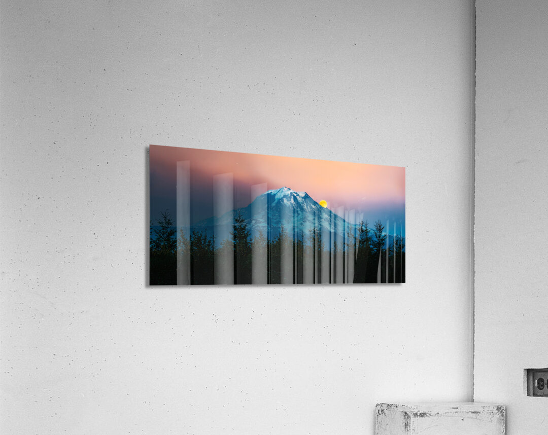 Rainier Moon Rise Acrylic Print