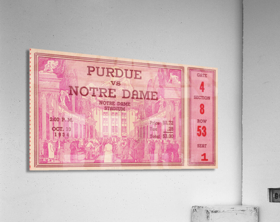 1934 Notre Dame vs. Purdue Football Ticket Art Acrylic Print