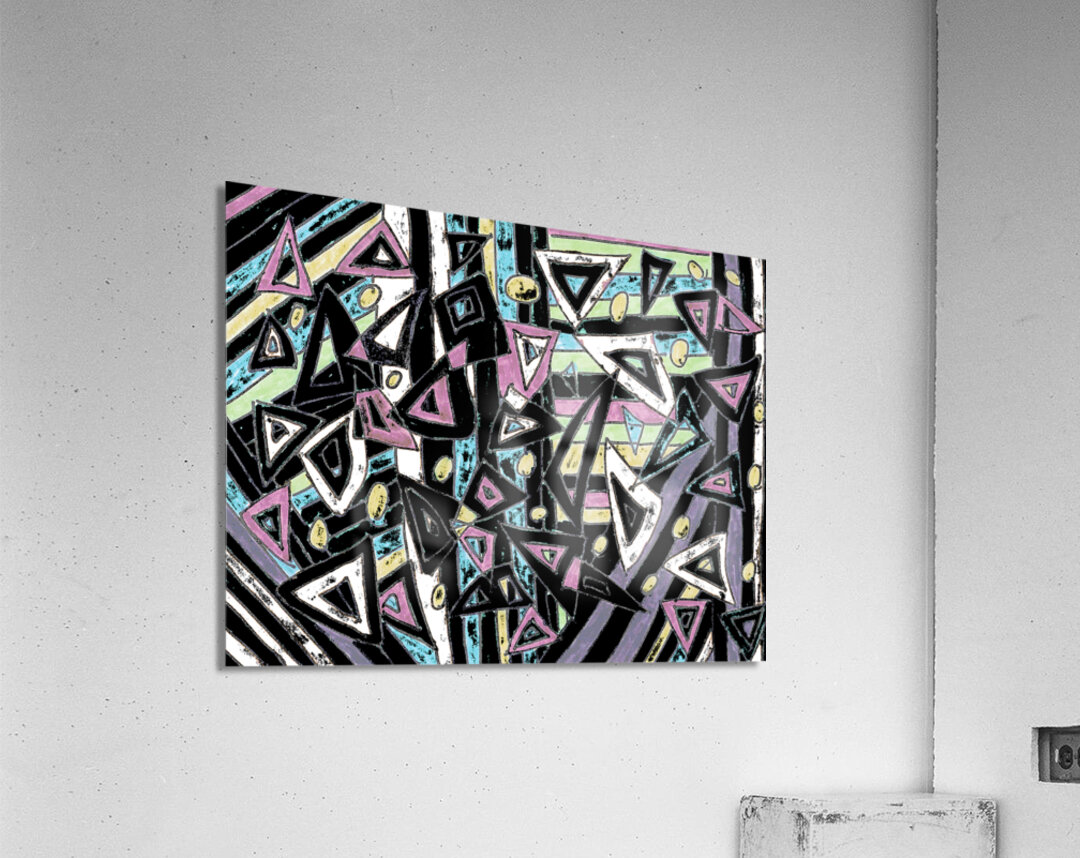 Abstract Funky Distressed Triangles Acrylic Print