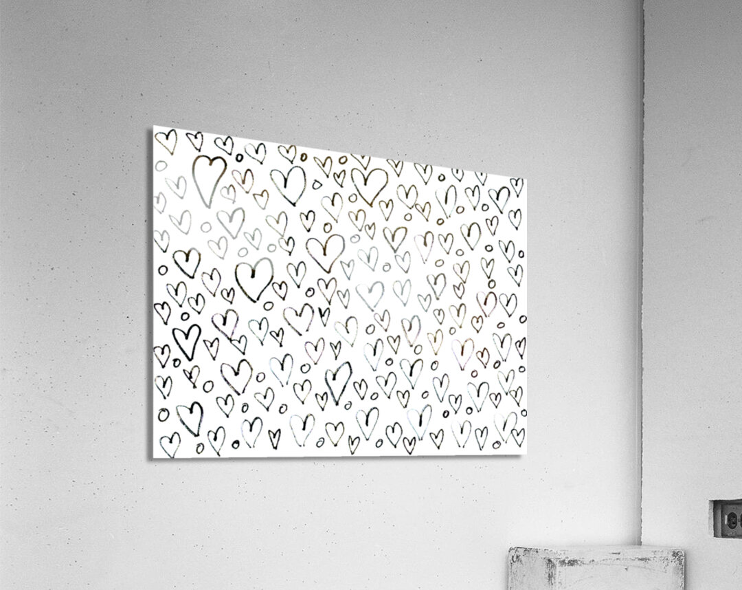 Abstract Monochrome Hearts Too Acrylic Print