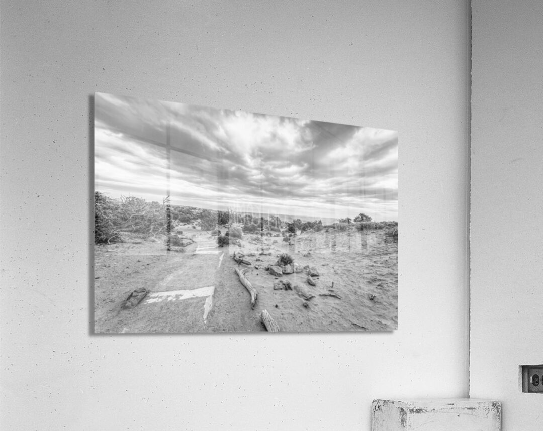 Mesa Arch Hiking Trail Grayscale Acrylic Print