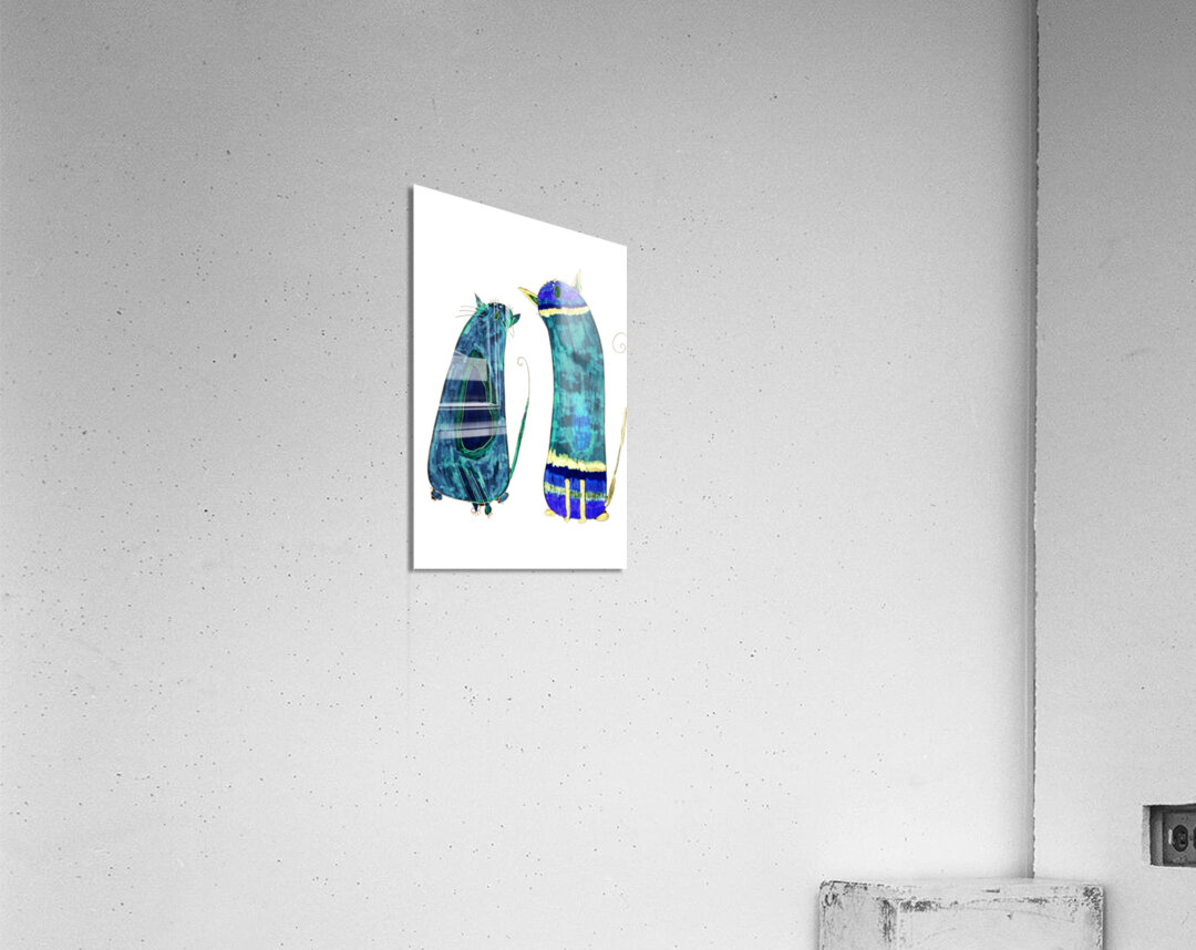 Abstract Green and Blue Singing Cats Acrylic Print