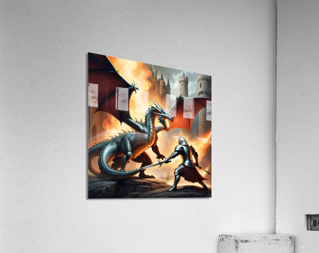 Epic Dragon Battle - Fantasy Art Illustration Acrylic Print