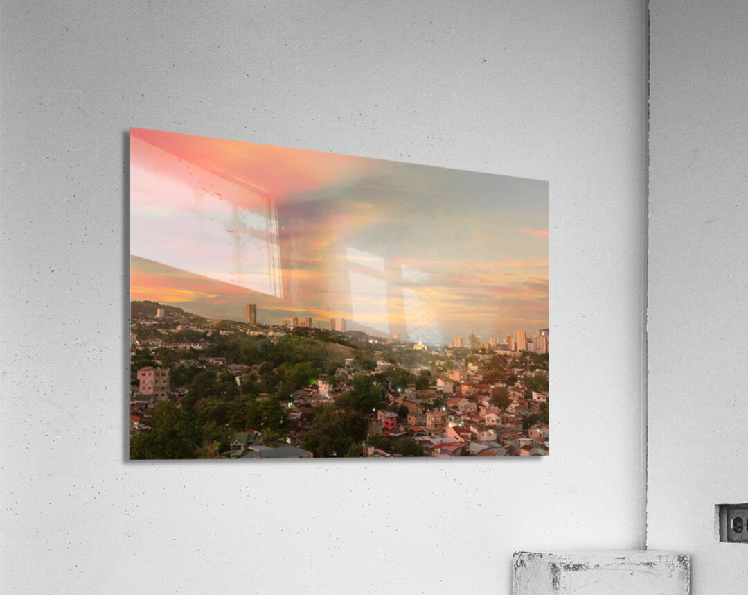 Painted Skies Over Lahug Timed Stacked Sunset in Cebu City Acrylic Print