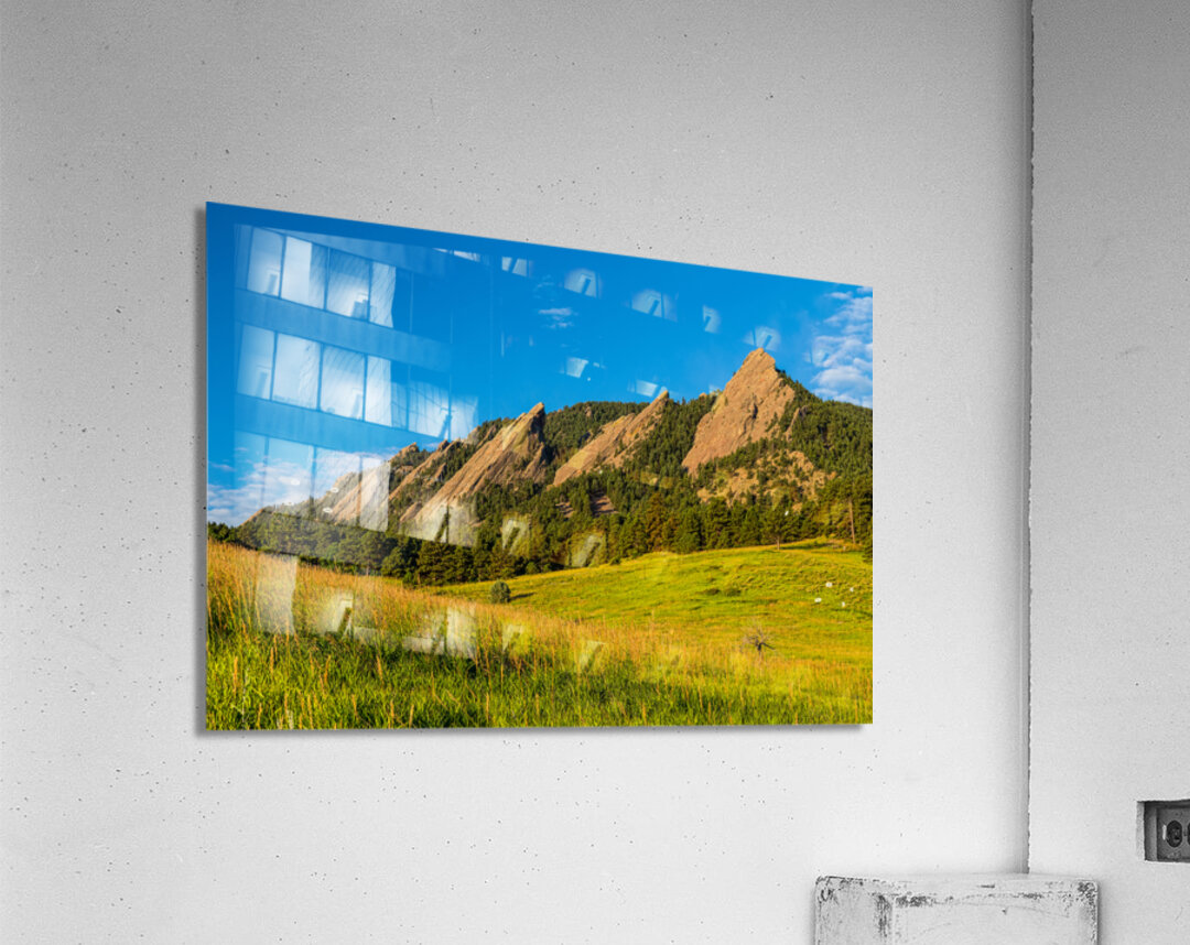 Boulder Colorado Flatirons Sunset Golden Light Acrylic Print