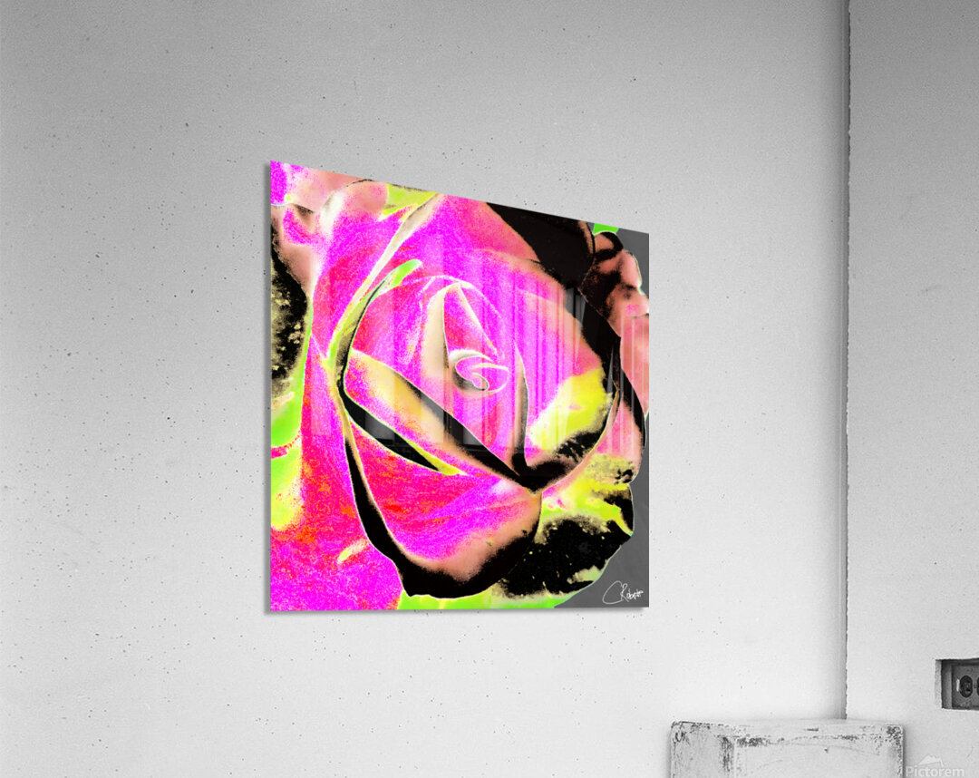 Abstract Neon Rose Acrylic Print