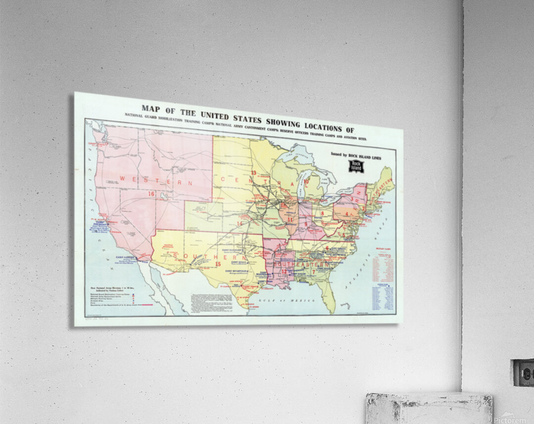 1917 Military Map of the United States – World War I Era Map Depicting ...